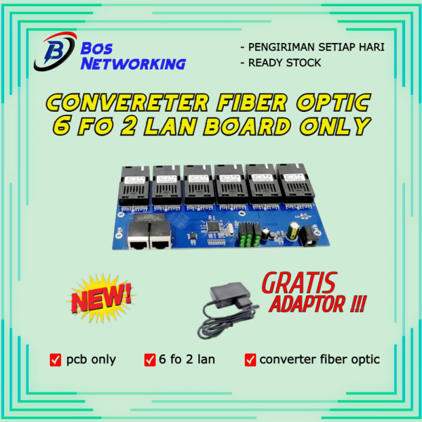 Converter Fiber Optic 6 FO 2 LAN PCB Only